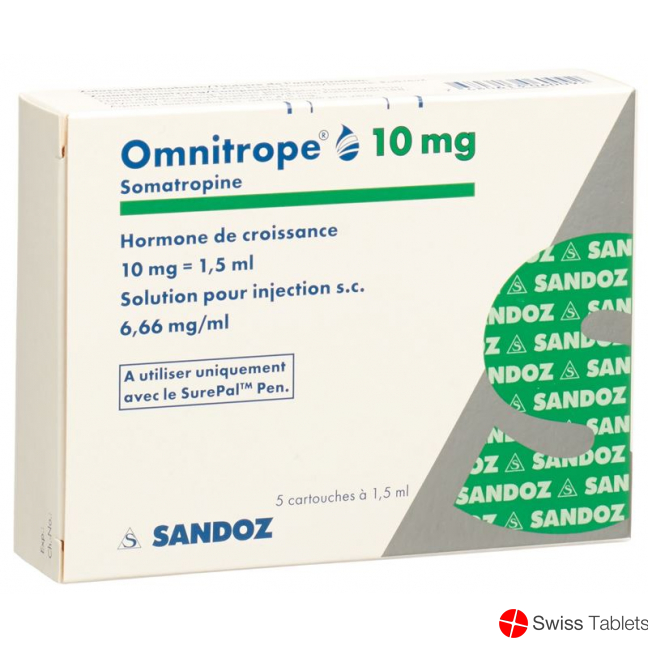 Omnitrope cartridge for SurePal Inj Lös 10 mg / 1.5ml 5 pcs