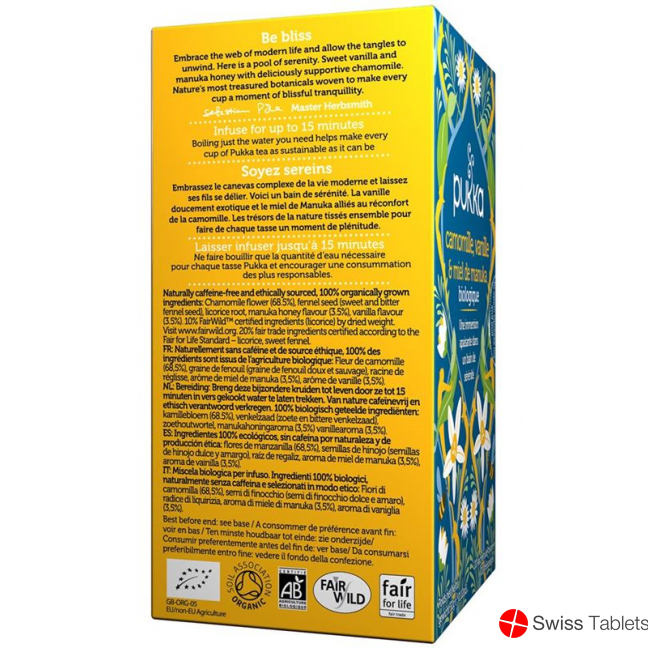 Pukka Camomille vanilla & Miel de Manuka Thé bio Btl 20 pcs