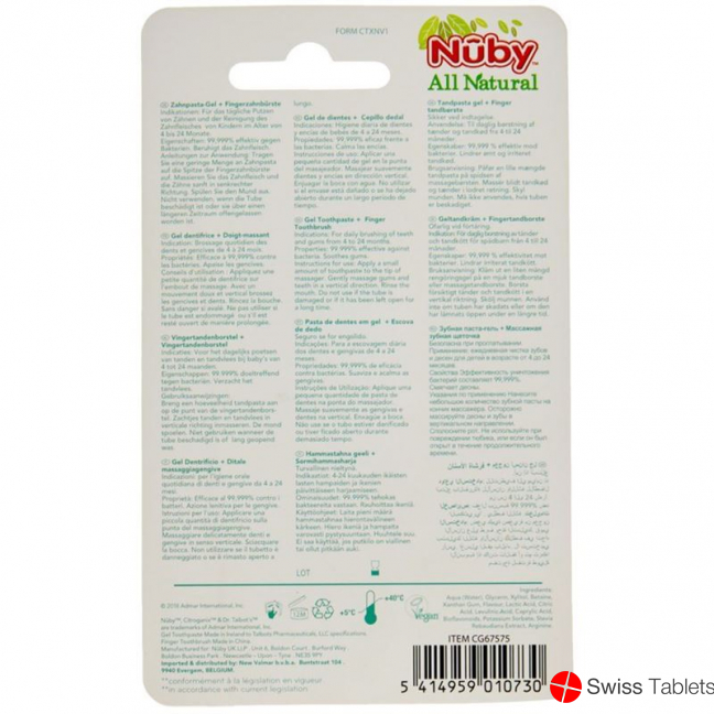 Nuby All Naturals finger toothbrush and toothpaste 20g
