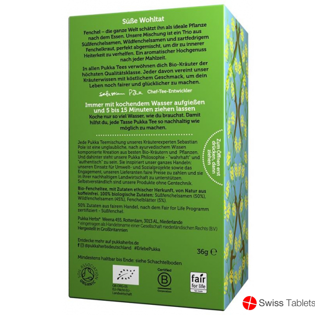 Pukka Drei Fenchel Tee Bio Beutel 20 Stück buy online