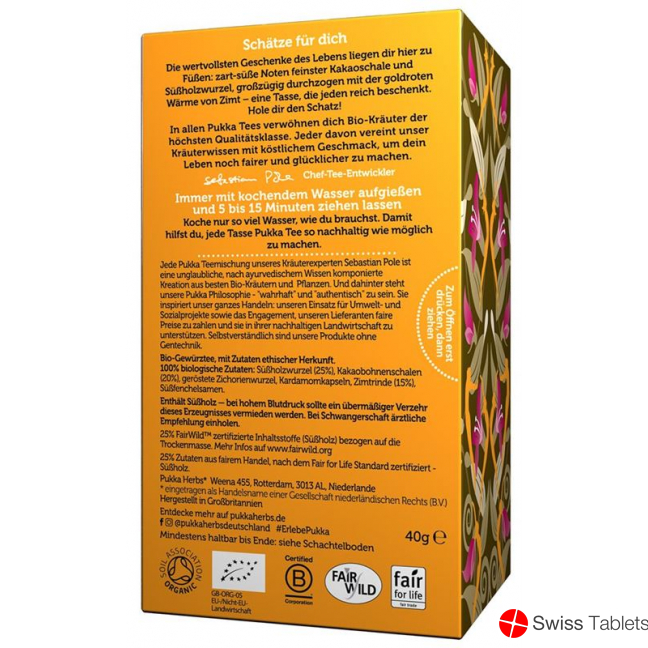 Pukka Cacao Chai Tee Bio Beutel 20 Stück buy online