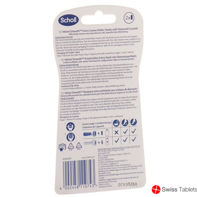 Scholl Velvet Smooth Wet & Dry Ersatzroller Extra Stark Diamantpartikel 2 Stück buy online
