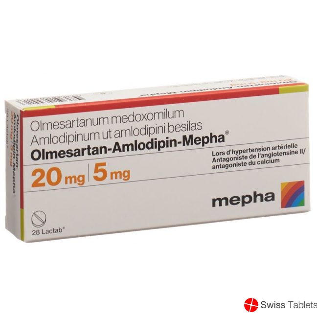 Olmesartan-amlodipin Mepha Lactab 20mg/5mg 28 Stück buy online