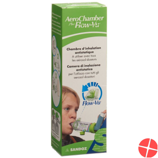 Aerochamber Plus Flow-vu ohne Maske (5+ J) Grün