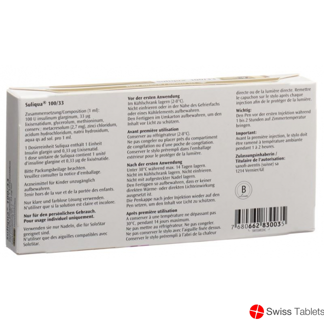 Suliqua 100/33 Injektionslösung Solostar Fertpen 3 Stück buy online