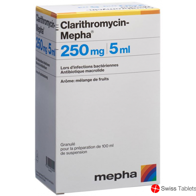 Clarithromycin Mepha Suspension 250mg/5ml Flasche 100ml buy online Clarithromycin Mepha Suspension 250mg/5ml Flasche 100ml buy online