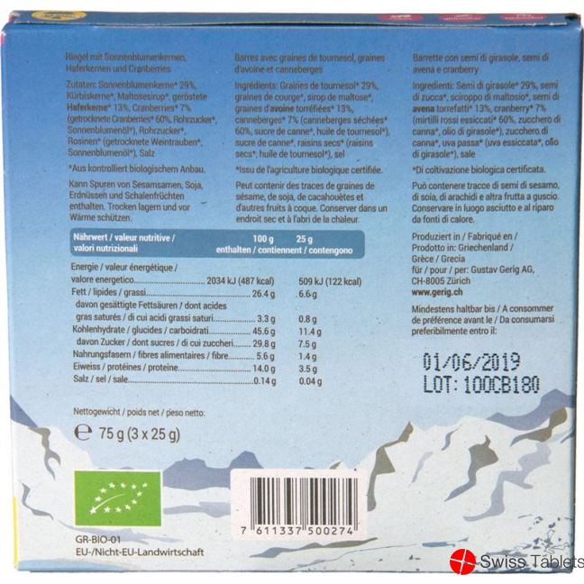 Leibundgut Disp Hafer-Cranberry Riegel Bio 15 Stück buy online