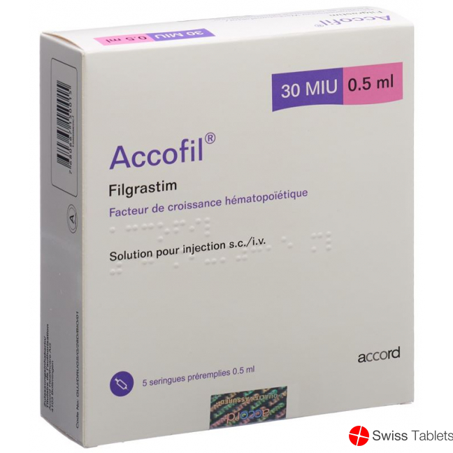 Accofil Injektionslösung 300mcg/0.5ml Fertigspritze 5x 0.5ml buy online