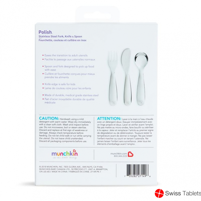 Munchkin Polish Set Of Stainless Steel Cutlery 3 Pieces buy online