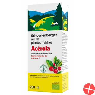 Schönenberger Acerola Nature Fruit Juice Organic 200ml