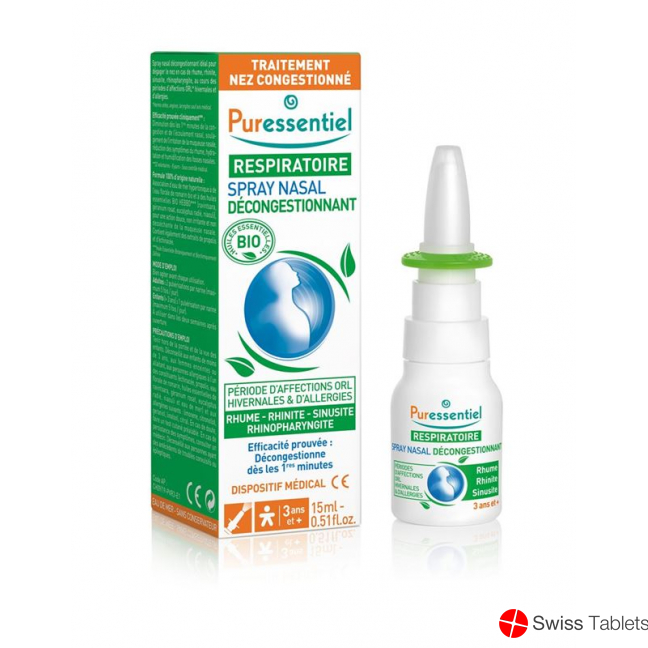 Puressentiel decongestant nasal spray organic 15ml buy online