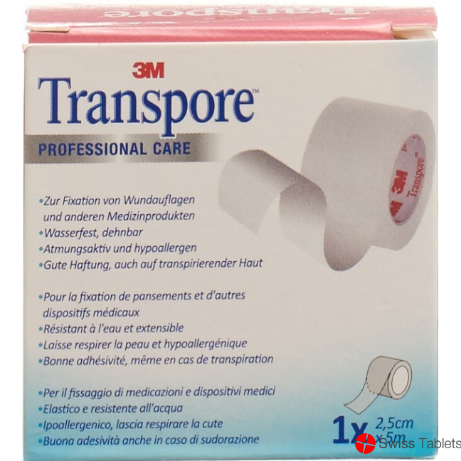 3M Transpore Fixierpflaster 25mm x 5m transparent Refill buy online