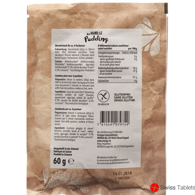 Morga Bio Pudding Vanille Curcuma Beutel 60g buy online