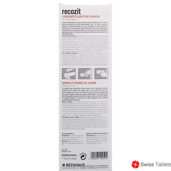 Recozit Lebensmittelmotten Streifen 4 Stück buy online