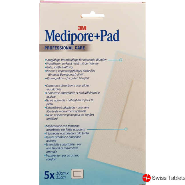 3M Medipore + Pad 10x15cm / Wundkissen 5x10.5cm 5 Stück buy online
