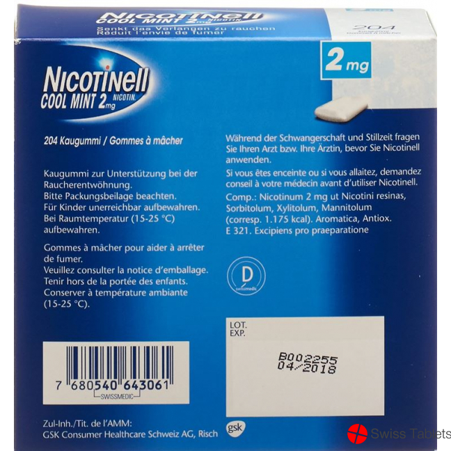 Nicotinell Cool Mint 2mg 204 Kaugummi buy online