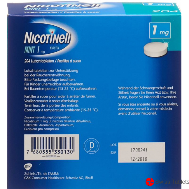 Nicotinell Lutschtabletten 1mg Mint 204 Stück buy online