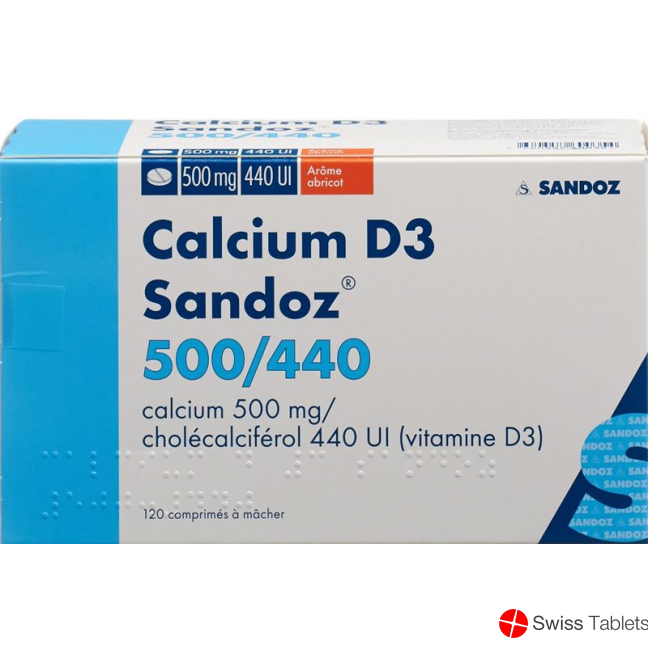 Calcium D3 Sandoz Kautabletten 500/440 Aprikose 120 Stück buy online