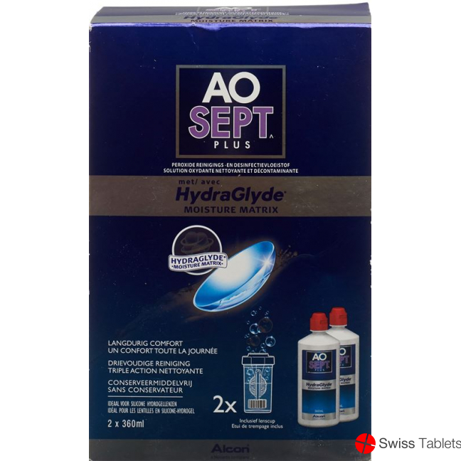 Aosept Plus HydraGlyde with 2 x 360 ml