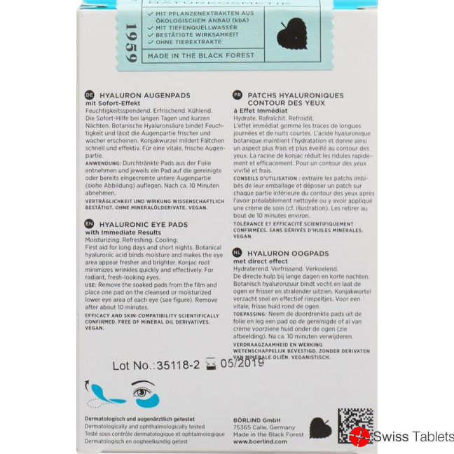 Boerlind Hyaluron Augenpads mit Sofort-Effekt 6 Stück buy online