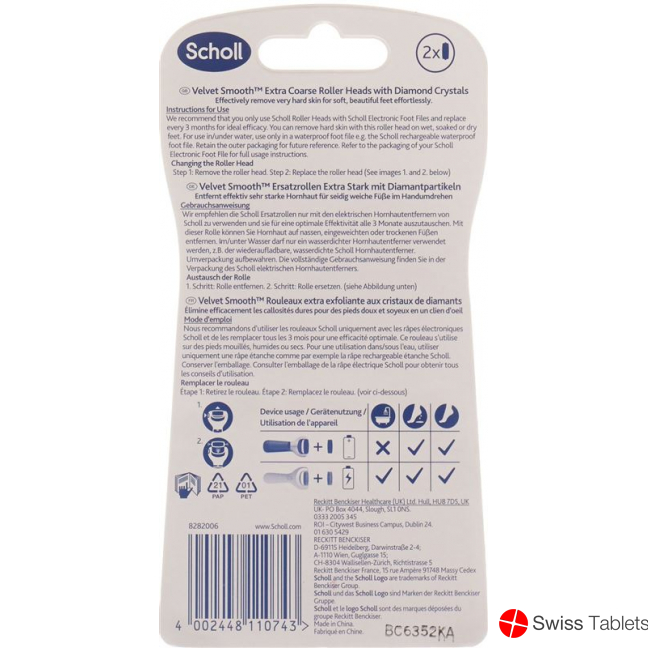 Scholl Velvet Smooth Wet & Dry Ersatzroller Extra Stark Diamantpartikel 2 Stück buy online
