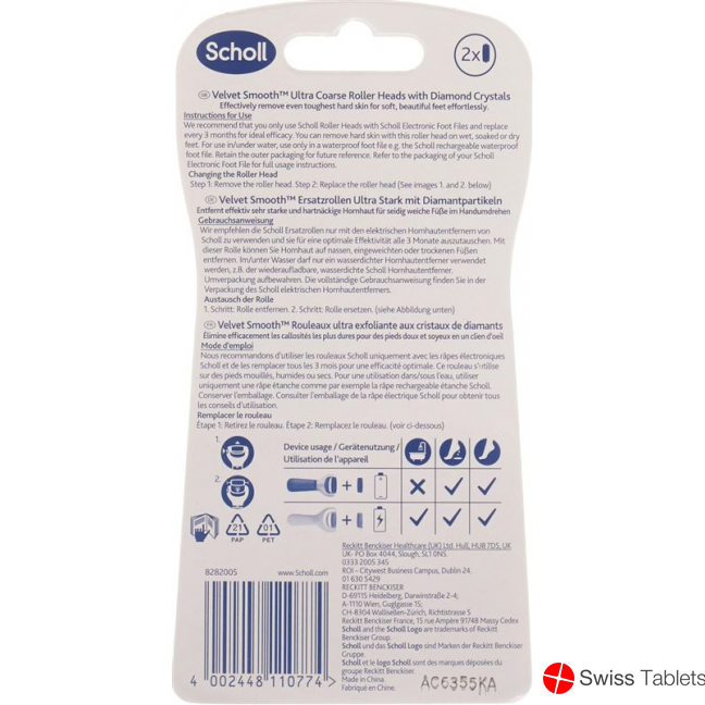 Erdatzrollen Scholl Velvet Smooth Pedi Roll Extra Stark Diamant 2 Stück buy online