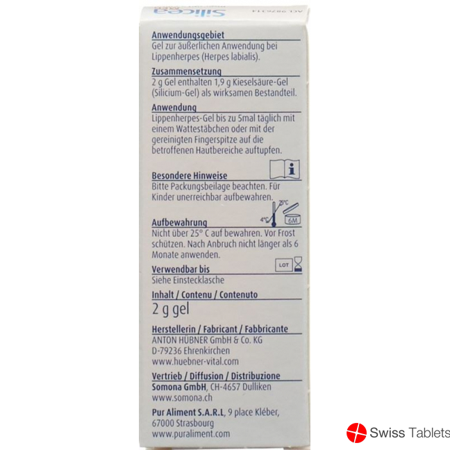 Hübner Silicea Lippenherpes-Gel Tube 2g buy online