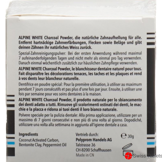 Alpine White Charcoal Powder Dose 30g buy online