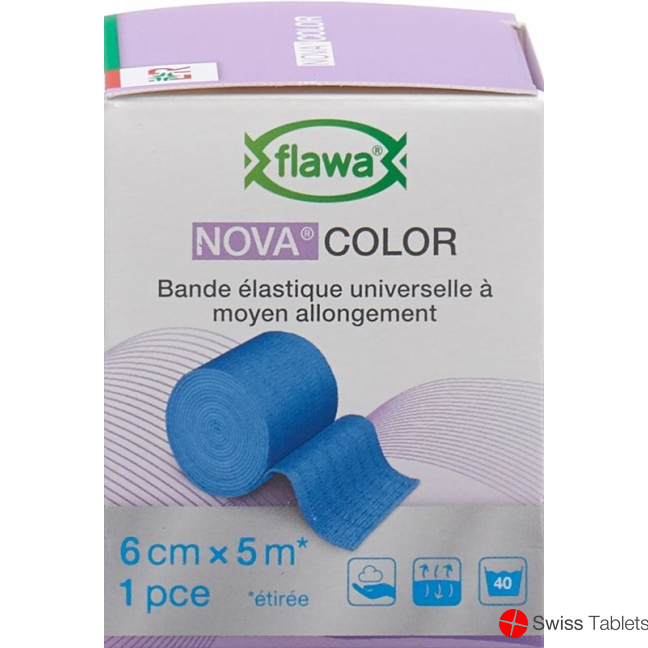 Flawa Nova Color Universalbinde 6cmx5m Blau buy online
