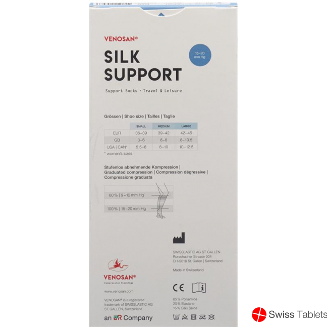 Venosan Silk A-d Support Socks M Black 1 pair buy online