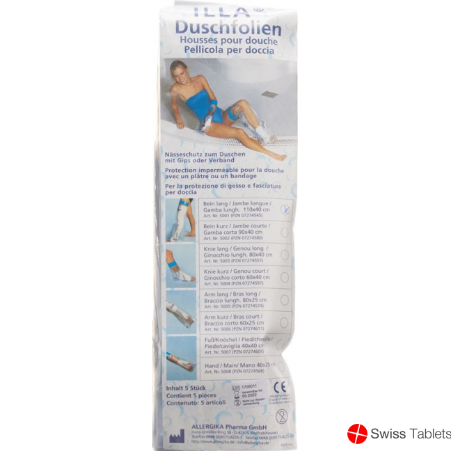 Illa Dusch Schutzfolie 110x40cm Bein Beutel 5 Stück buy online