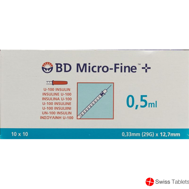 BD Microfine+ U100 Insulin Spritze 0.33mm x 12.7mm 0.5ml buy online