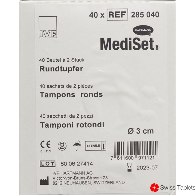 Mediset IVF Rundtupfer 3cm Steril 40 Beutel 2 Stück buy online