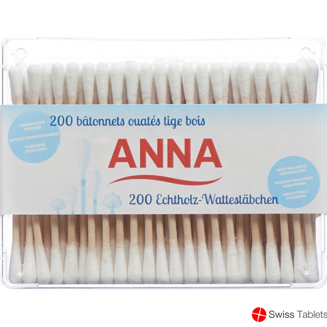 Anna Wattestäbchen Holz 200 Stück buy online