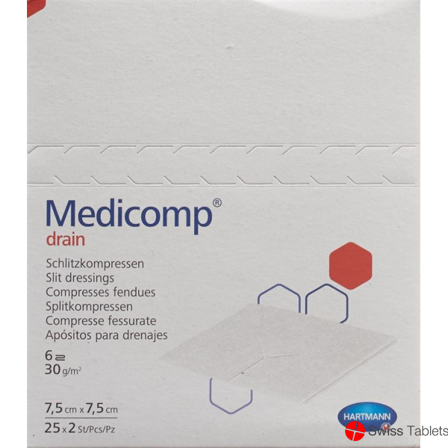 Medicomp Drain Vlieskompressen 7.5x7.5 Steril 25 Beutel 2 Stück buy online