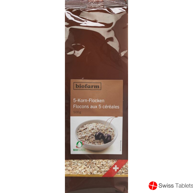 Biofarm 5 Korn Flocken Knospe Beutel 500g buy online
