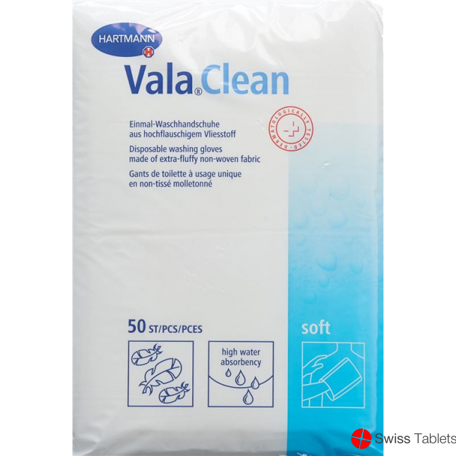 Valaclean Soft Einm Waschhandschu 15.5x23cm 50 Stück buy online