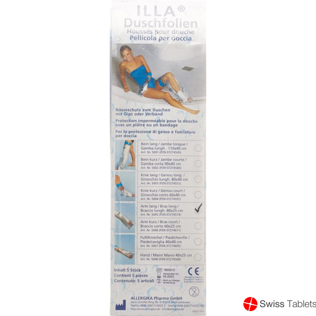 Illa Dusch Schutzfolie 80x25cm Arm Beutel 5 Stück buy online