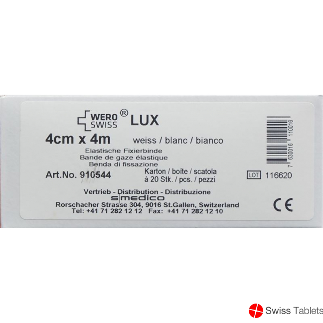 Wero Lux Elastische Fixierbinde 4mx4cm Weiss 20 Stück buy online