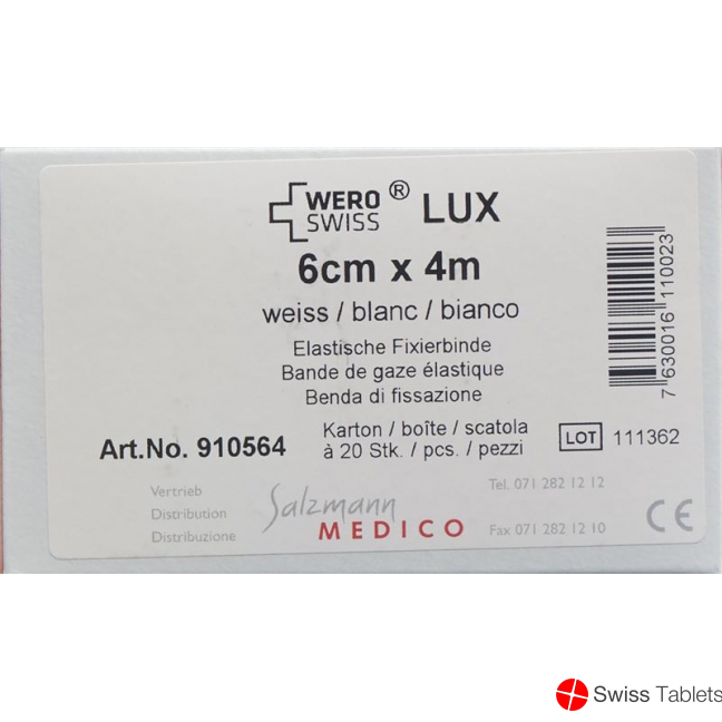 Wero Lux Elastische Fixierbinde 4mx6cm Weiss 20 Stück buy online