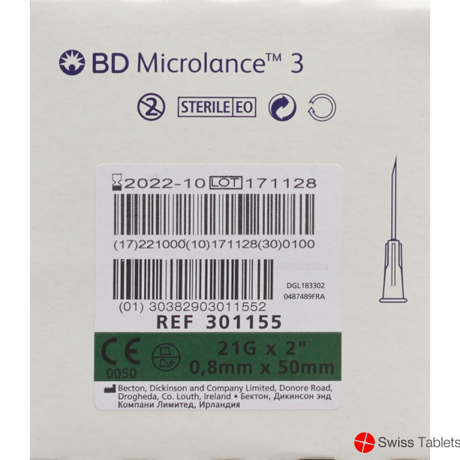 BD Microlance 3 Injektionskanülen 0.8mm x 50mm Grün 100 Stück buy online