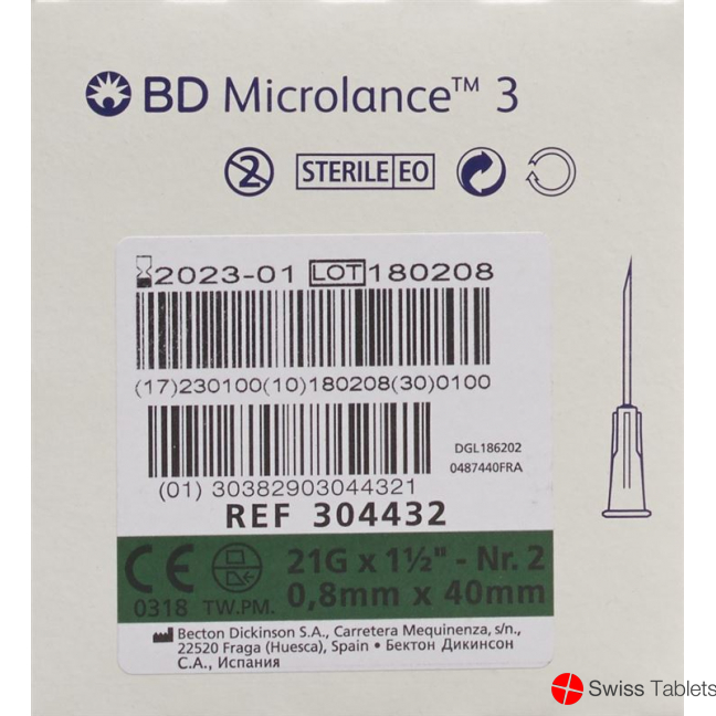 BD Microlance 3 Injektionskanüle 0.80x40mm Grün 100 X buy online