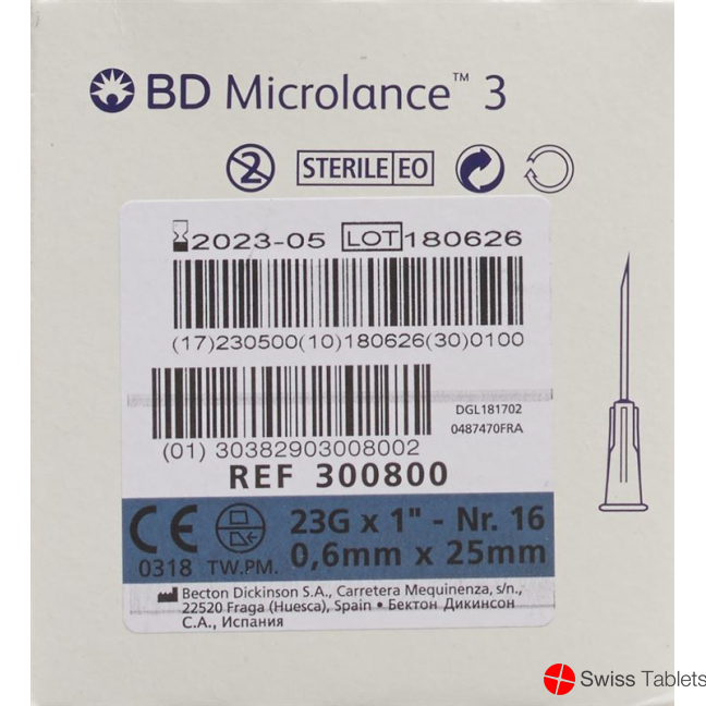 BD Microlance 3 Injektionskanüle 0.6mmx25mm Blau 100 Stück buy online