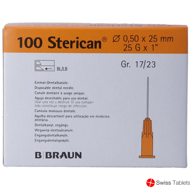 Sterican Nadel Dent 25g 0.5x25mm Orange 100 Stück buy online