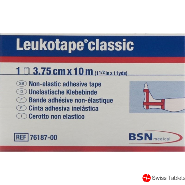 Leukotape Classic unelastische Klebebinde 10m x 3.75cm Rot buy online