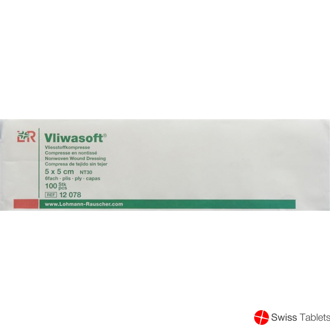 Vliwasoft Nw Kompresse 12 5x5cm 6-fach Beutel 100 Stück buy online