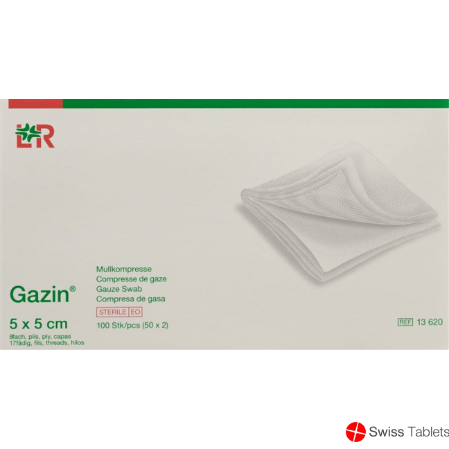Gazin Mullkompresse 5x5cm 8-fach Steril 50x 2 Stück buy online