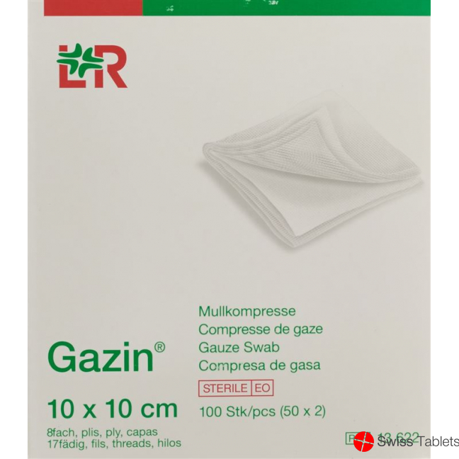 Gazin Mullkompresse 10x10cm 8-fach Steril 50x 2 Stück buy online