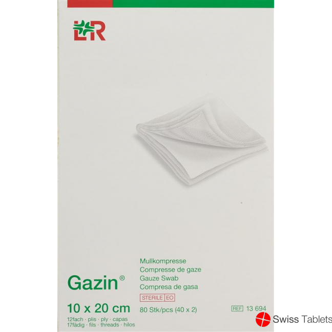 Flawa Gazin Set Mullkompressen 20x10cm 12-fach 40x 2 Stück buy online