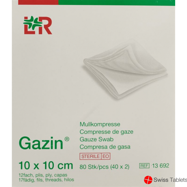 Gazin Mullkompresse 10x10cm 12-fach Steril 40x 2 Stück buy online